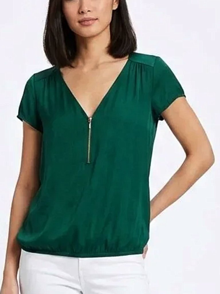Zara Basic Relaxed Fit Emerald Green Pull On Blouse- Sz. Sm